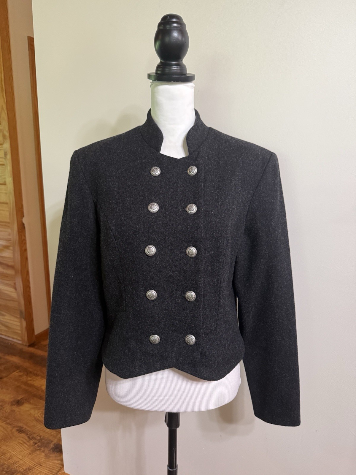 VTG Sharon Young 100% Wool Sz 10 Pant Suit Military Double Breasted