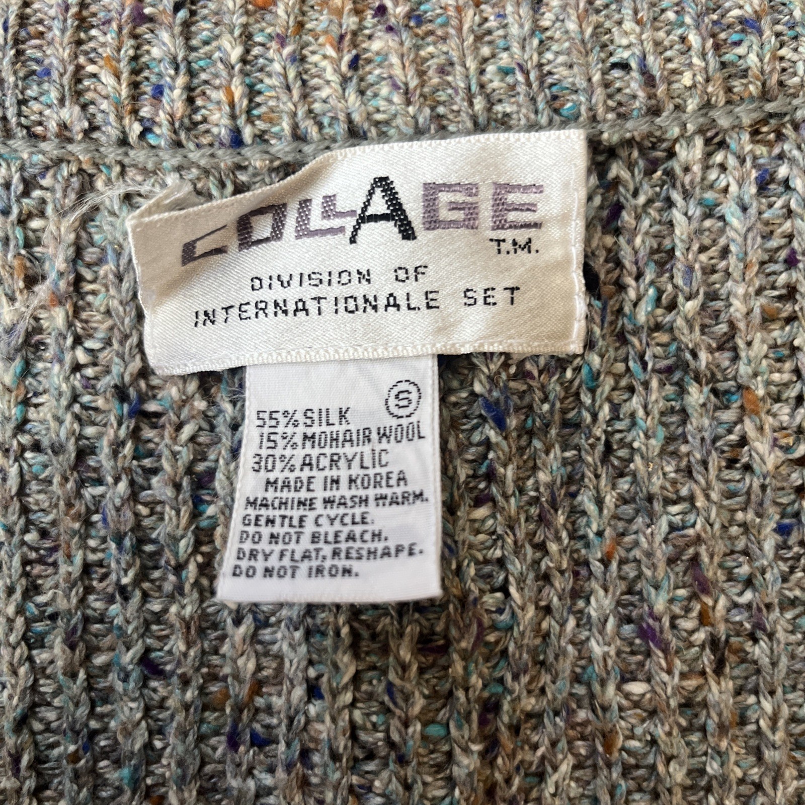 Vintage Collage Knit silk and wool vest Women’s Small Gray