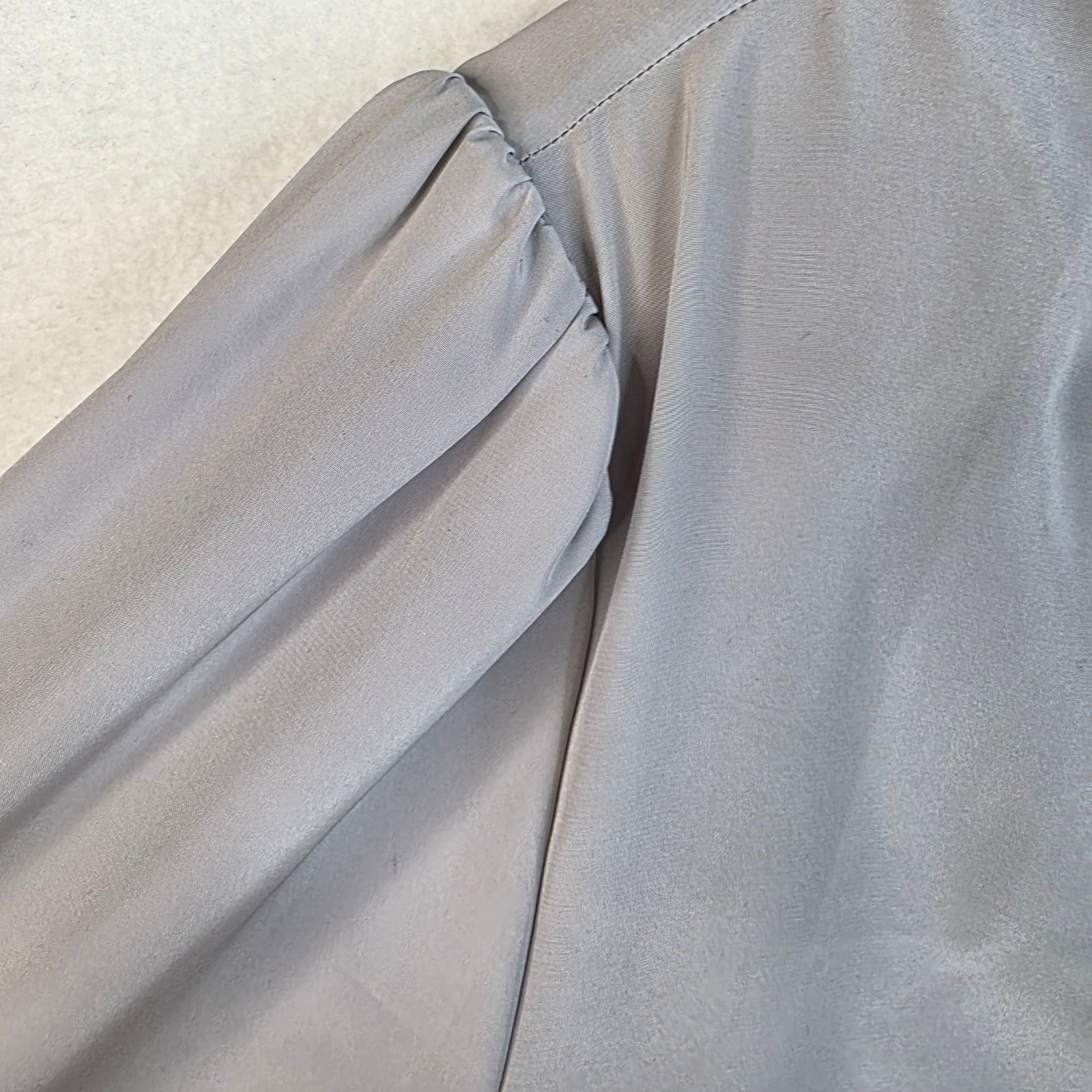 Vintage 80s Gailord Matisse Crepe De Chine Blouse 16 Dove Grey Pleated Feminine