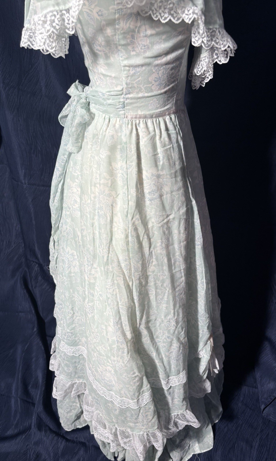 Gunne Sax by Jessica McClintock 1980s Blue Prairie Lace Ruffle Dress 5 New