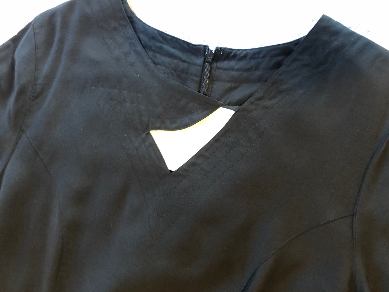 Vintage 1990s Minimalist Avant Garde Cut Outs Classic Sheath Dress Art Gallery L