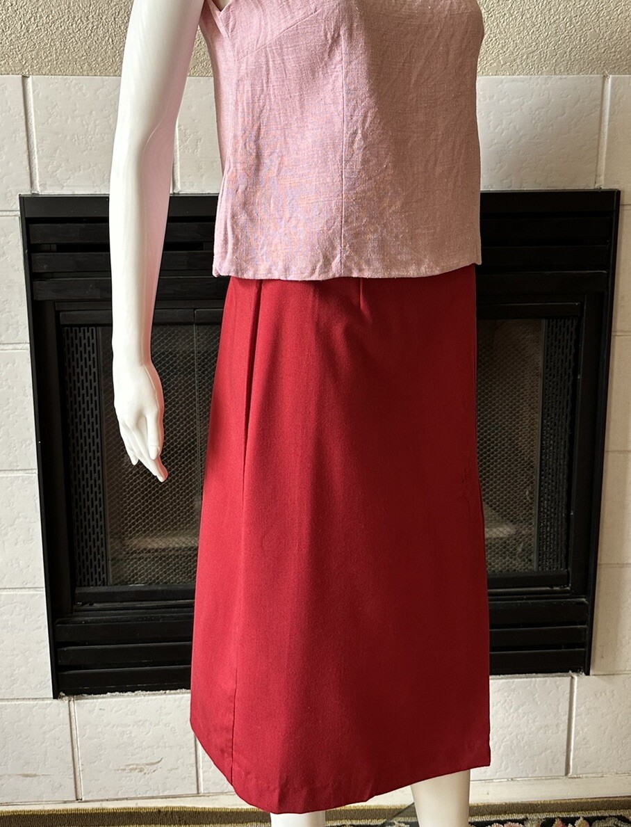 Vintage You Babes Red Skirt W/ Front Slit Juniors Size 9 Waist 26” Hips 36”
