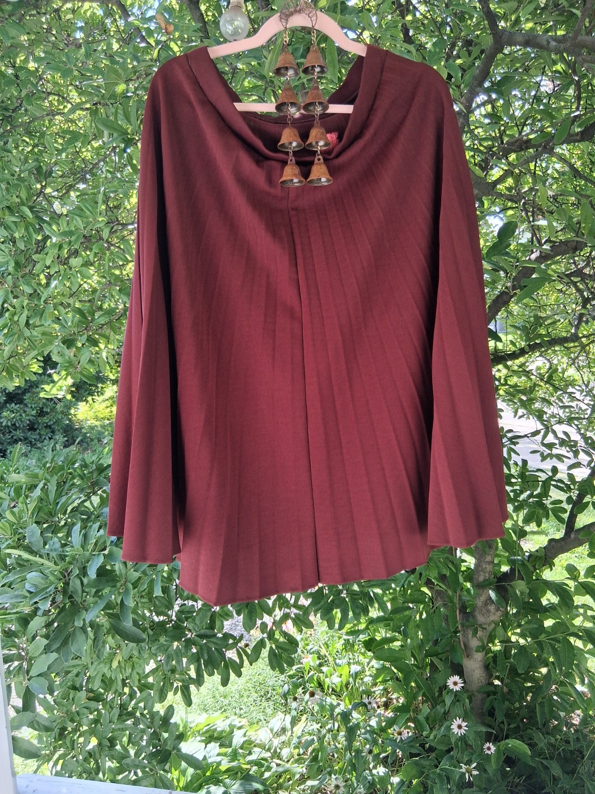 Vintage 1960s/70s Ivy Stevens Maroon Accordion Pleat Preppy Dark Academia Skirt
