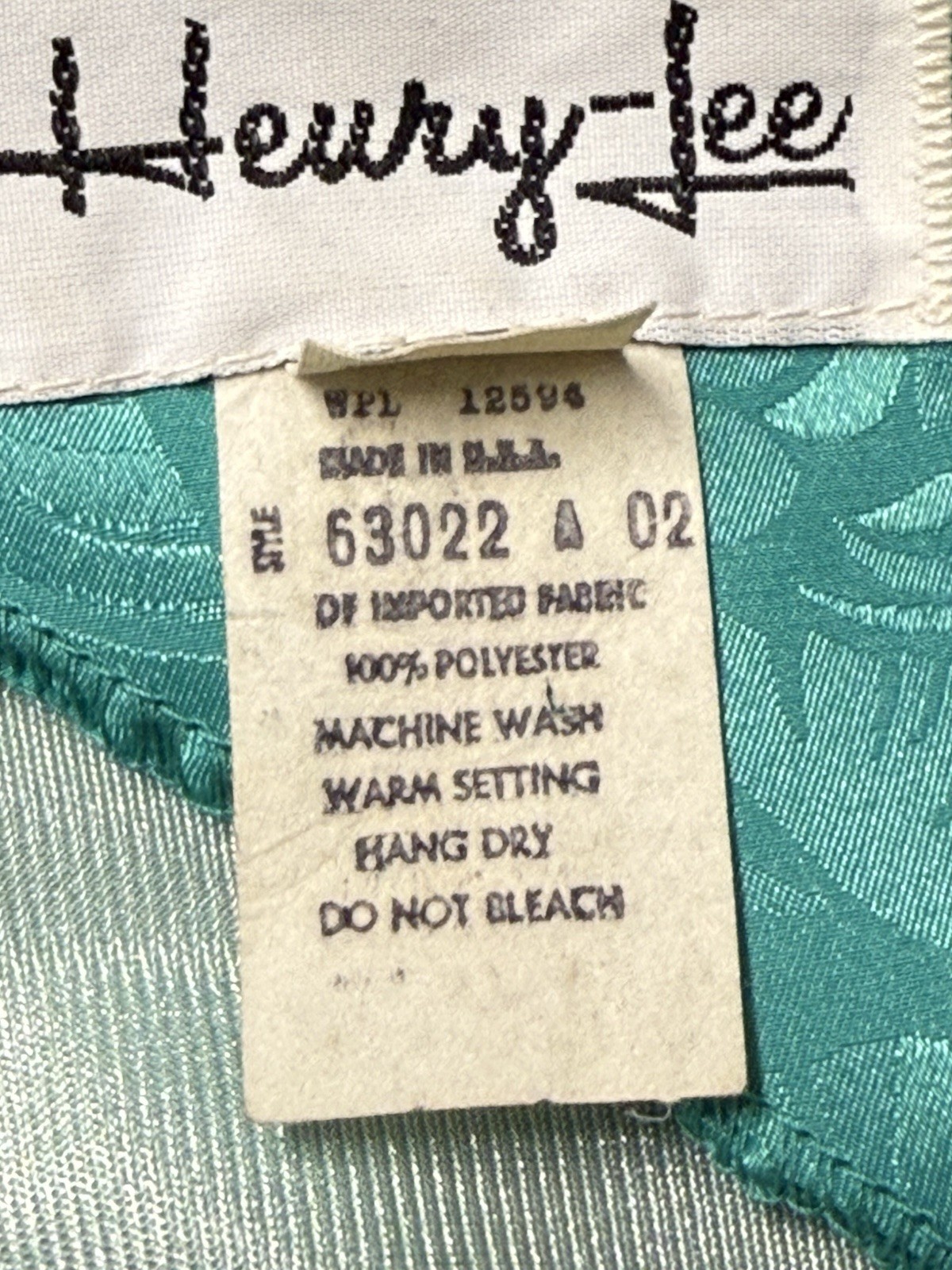 Vtg Henry Lee Women Dress 1960 Green Satin Floral Print Button Up Back Size 12