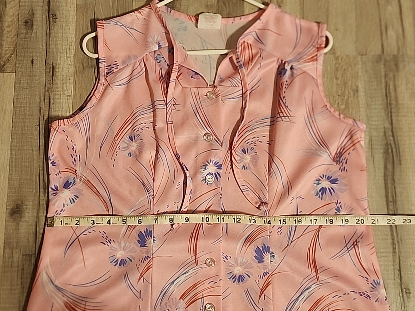 Vintage 70s80s Sleeveless Day Dress Casual Sz 20½ Pink