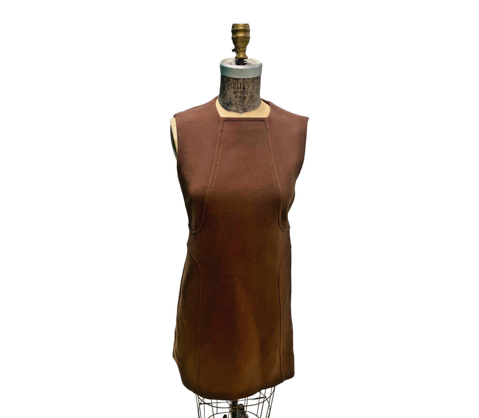 Vintage 1950s Brown Wool Coat Black Persian Lamb Trim & Dress Small