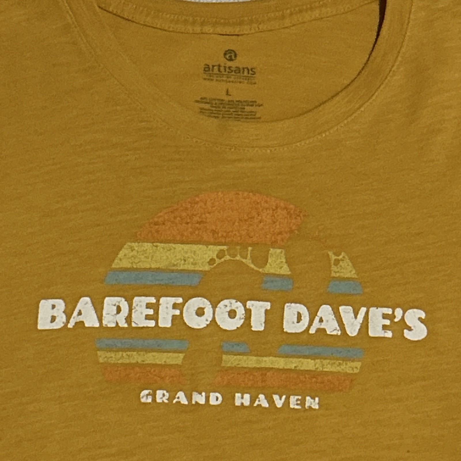 Grand Haven Michigan Beach T-shirt Barefoot Dave’s L Souvenir Tee