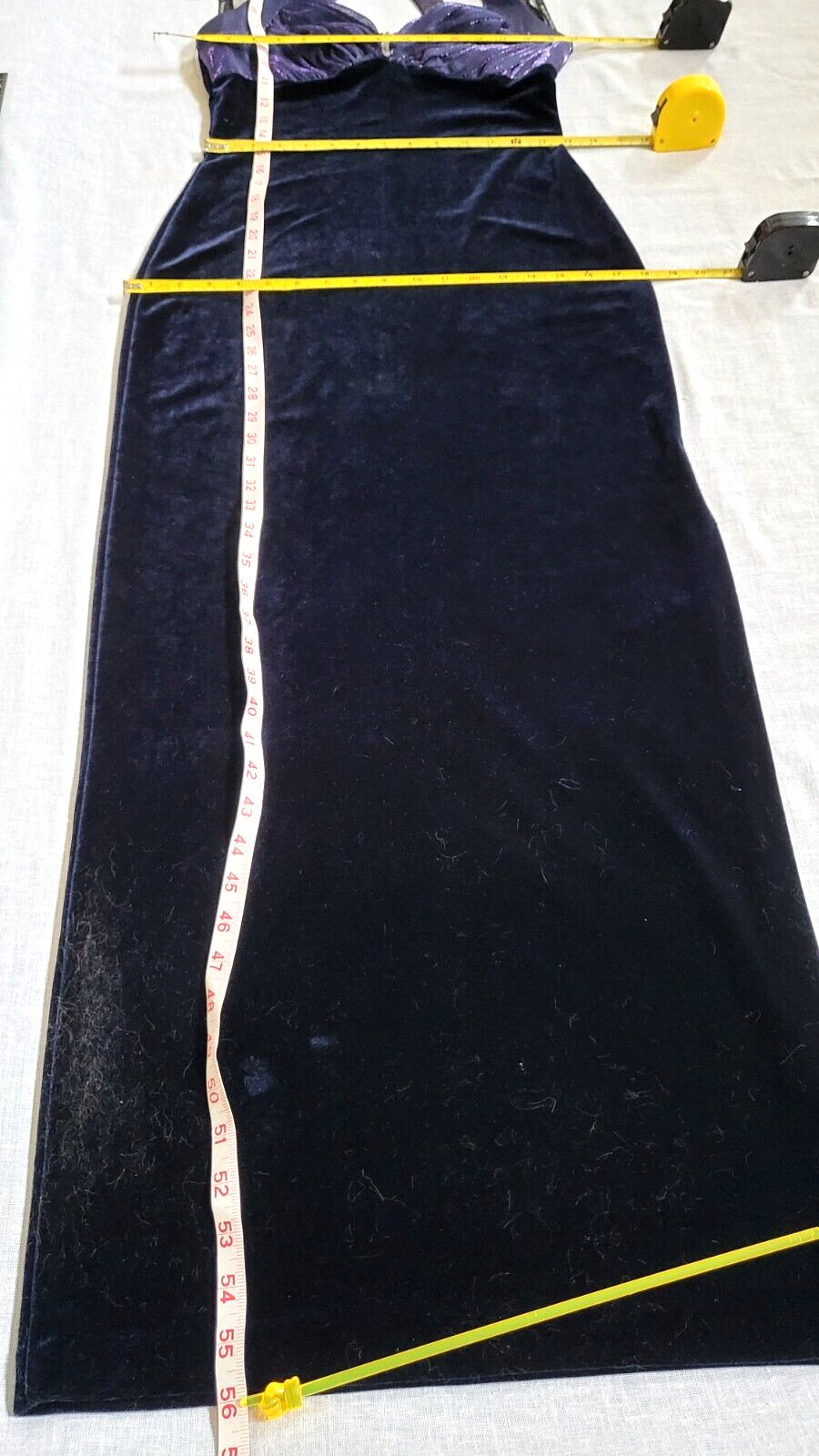 Glam Vtg Blondie & Me Evening Indigo Party Evening Maxi Dress 9/10 Velvet Body