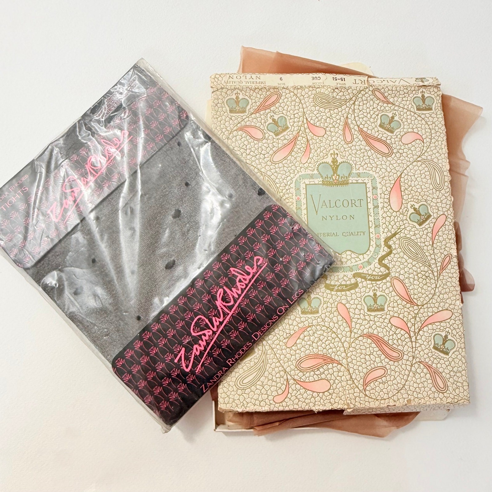 VTG NOS Valcort Nylon Imperial Evita Stockings Lot Zandra Rhodes PantyHose