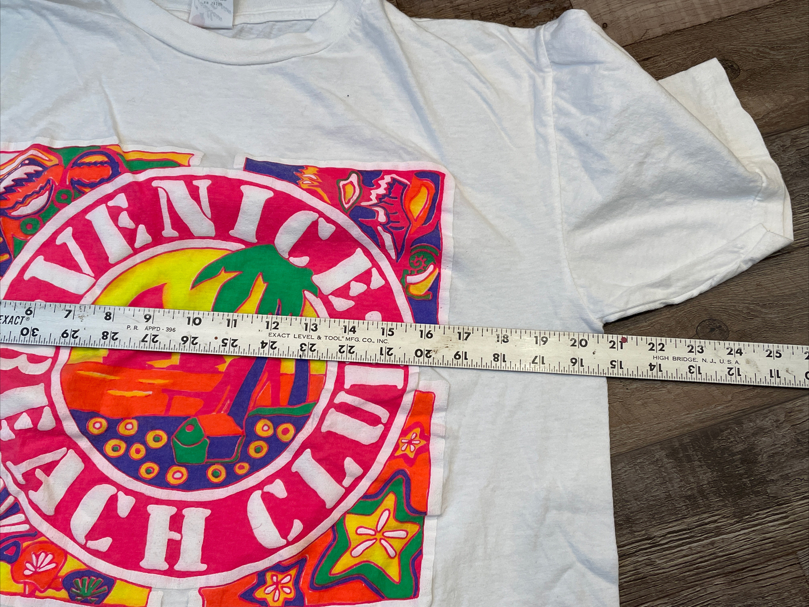 Vintage Venice Beach California Tshirt Neon Bright Single Needle Stitch White L