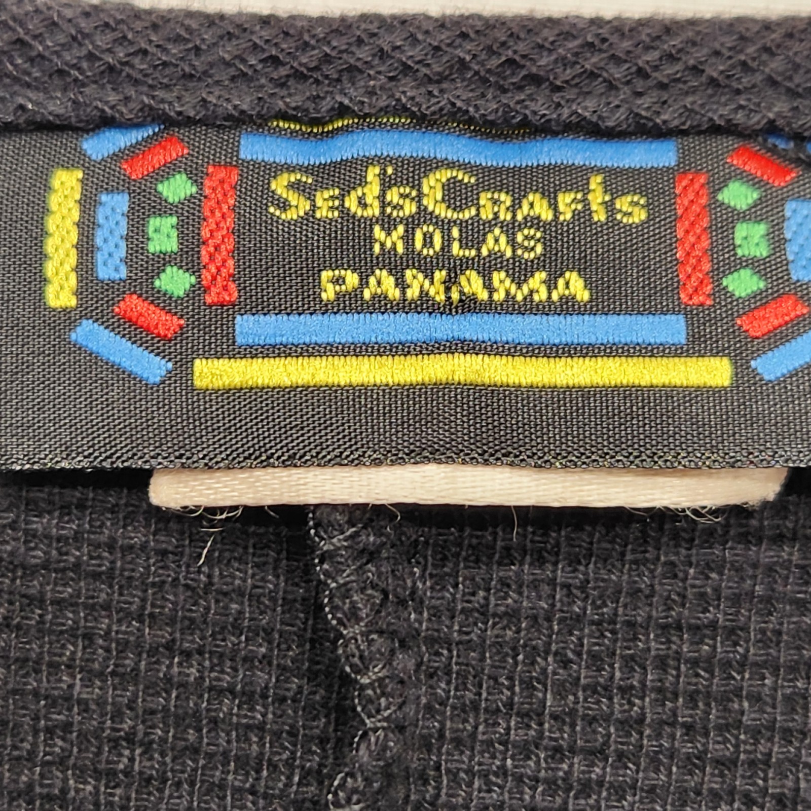 ⭐️Vintage Seds Crafts Panama Mola Appliqué Cotton Maxi Dress Boho Artisan XLarge