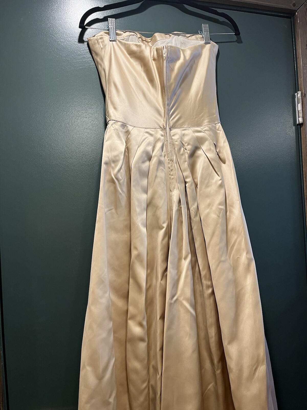 Vintage 1960s Champagne Satin Strapless Wedding Gown, XS