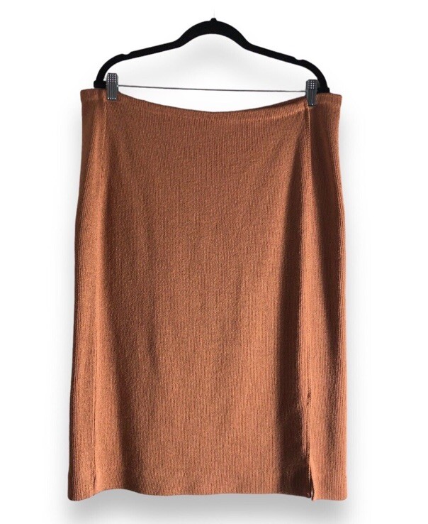 Venice Knitting Mills Womens Size 18 Union Made Rose Gold Skirt Vintage Granny