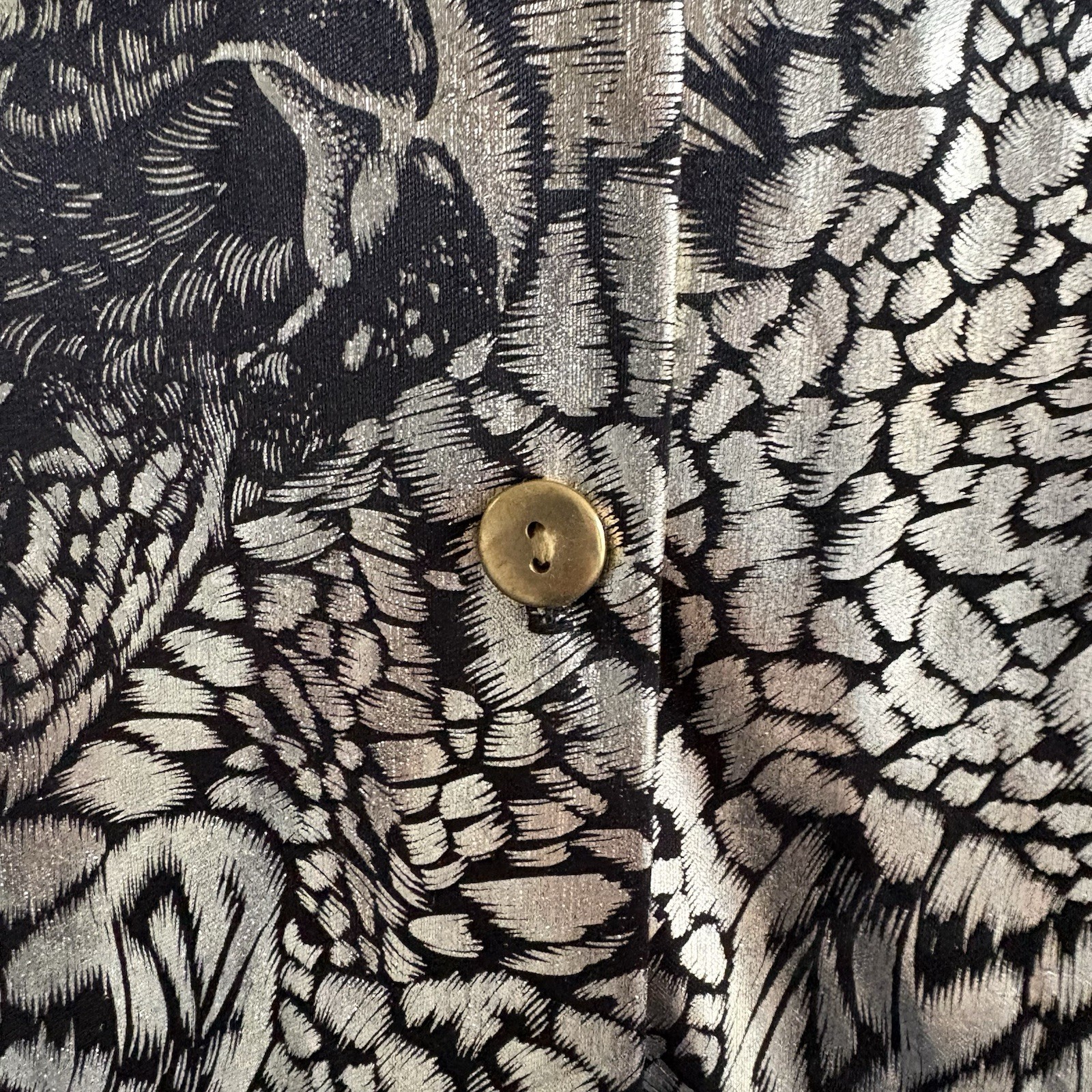 Vintage 80’s Women’s Silky Metallic Animal Print Blouse Size Large Golden Girls