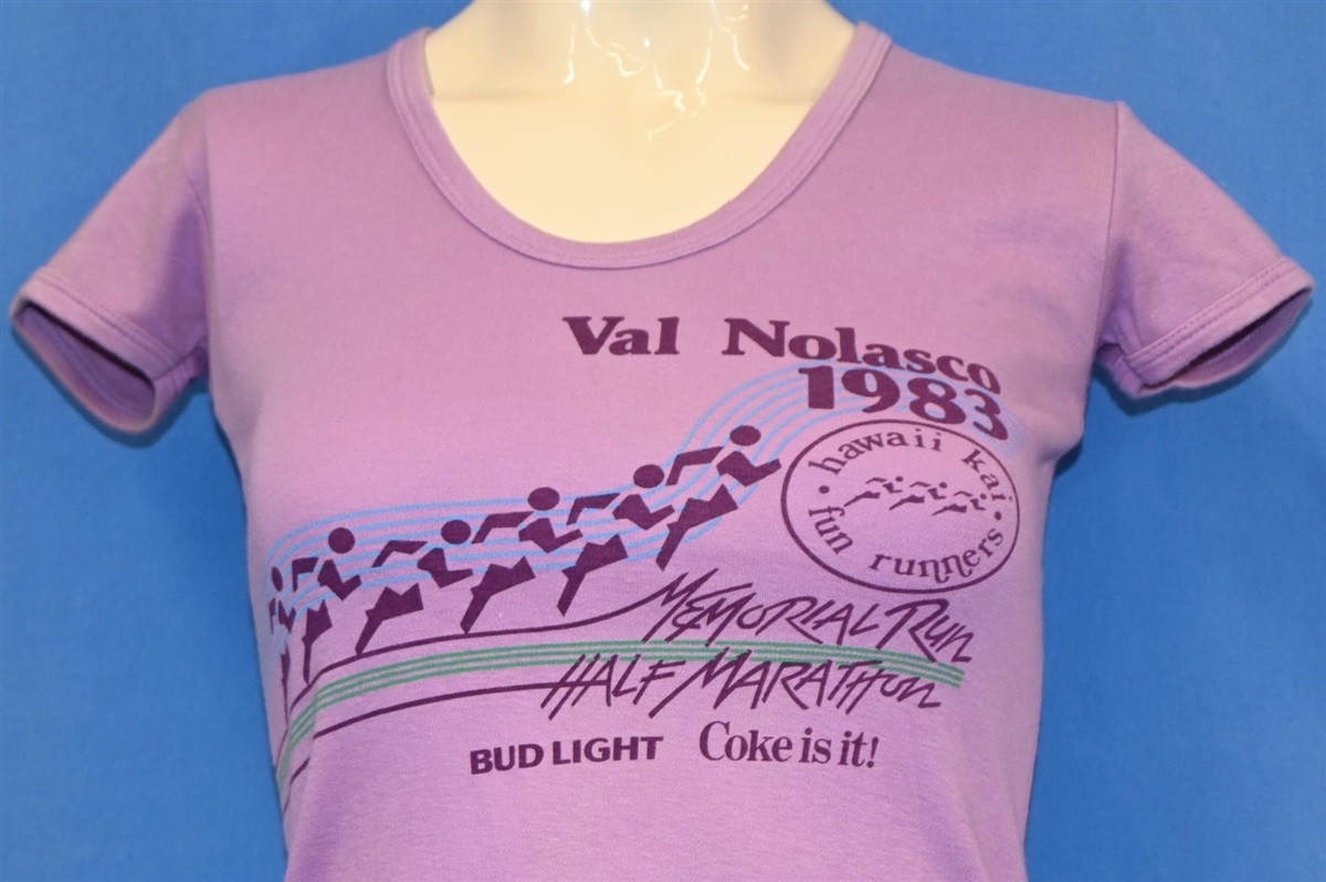 vtg 80s VAL NOLASCO MEMORIAL MARATHON HAWAII KAI FUN RUNNERS WOMEN’S t-shirt XS