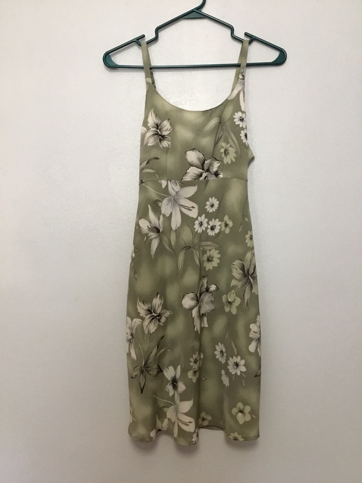 Vintage Y2K Floral Dress Sage Green Sz 5/6 Back Pearl Buttons Baby doll