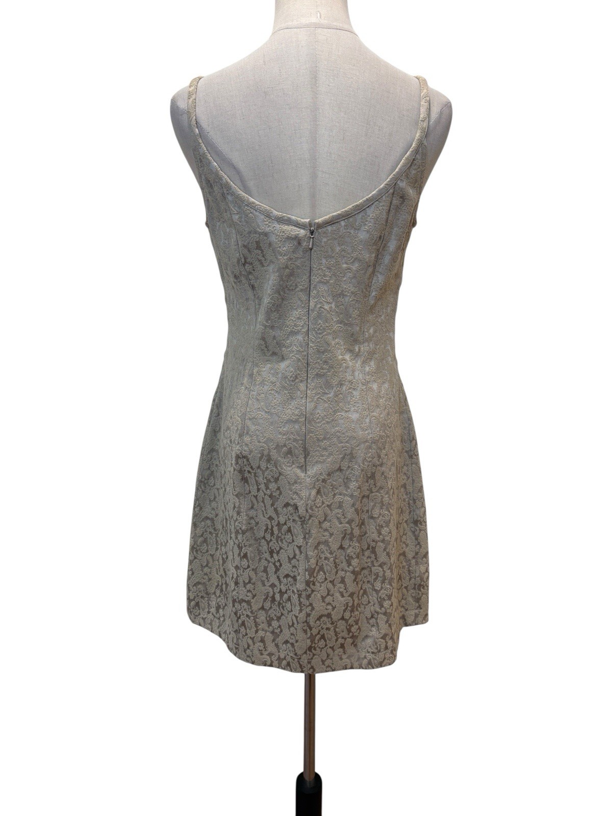 Vtg 90s Express Brocade Mini Dress Gold Party Soft Girl Grunge Indie Sleeze Y2K