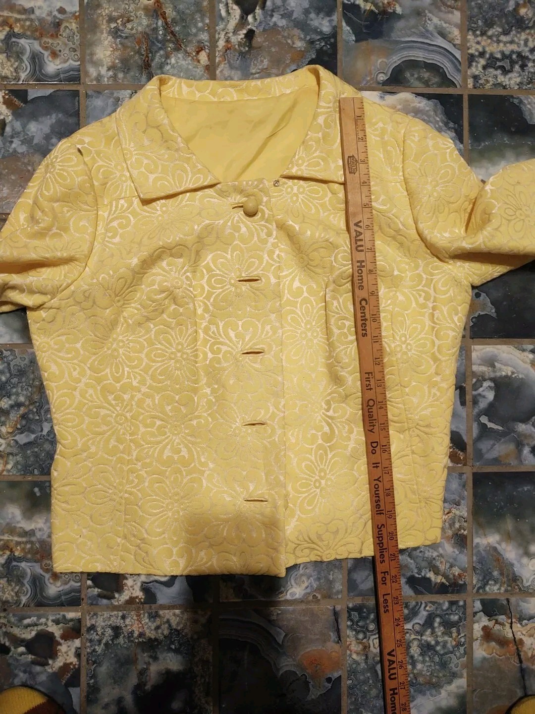 Vintage 1960s Elinor Gay Original Bright Yellow Shift Dress W/Jacket Sz 18