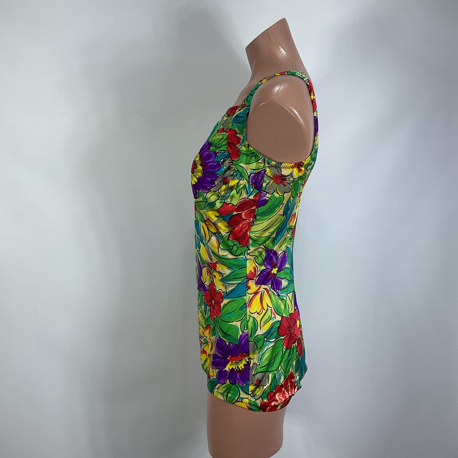 Vintage Jodee Swimsuit 50s 40s Style Floral Metallic Pin Up sz 16