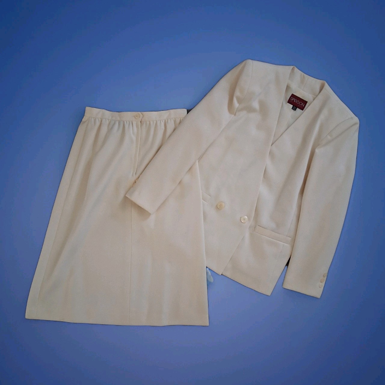 VTG Sasson Women’s Cream/Off-White Skirt Suit Outfit Size 10/11 Lined