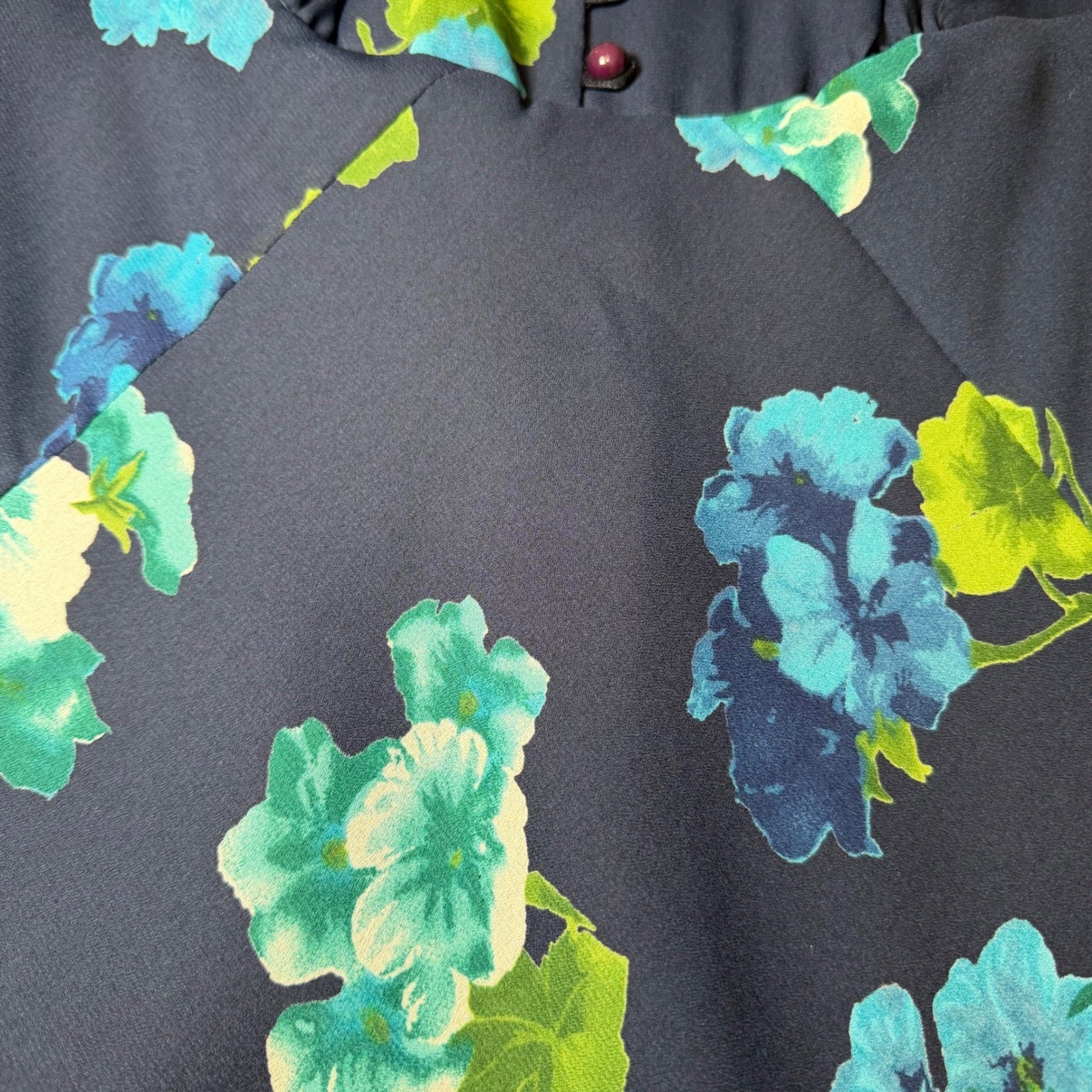 Vintage CDC Evening Caren Desiree Womens Size 8 Floral Maxi Dress Navy Blue Boho