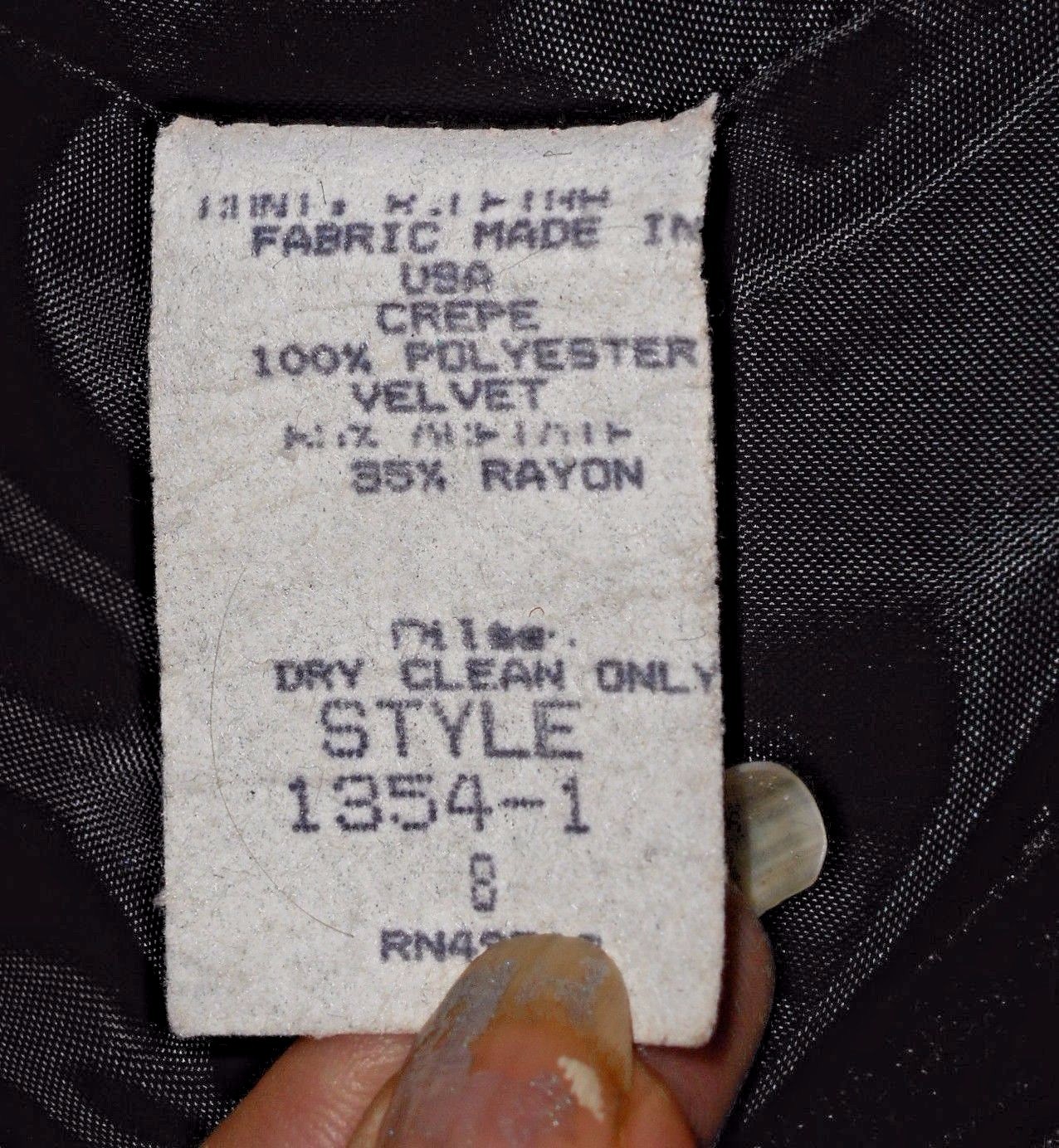 Dress, Vintage, V.C. Boutique, Evening Velour-Crape Lovely, 8