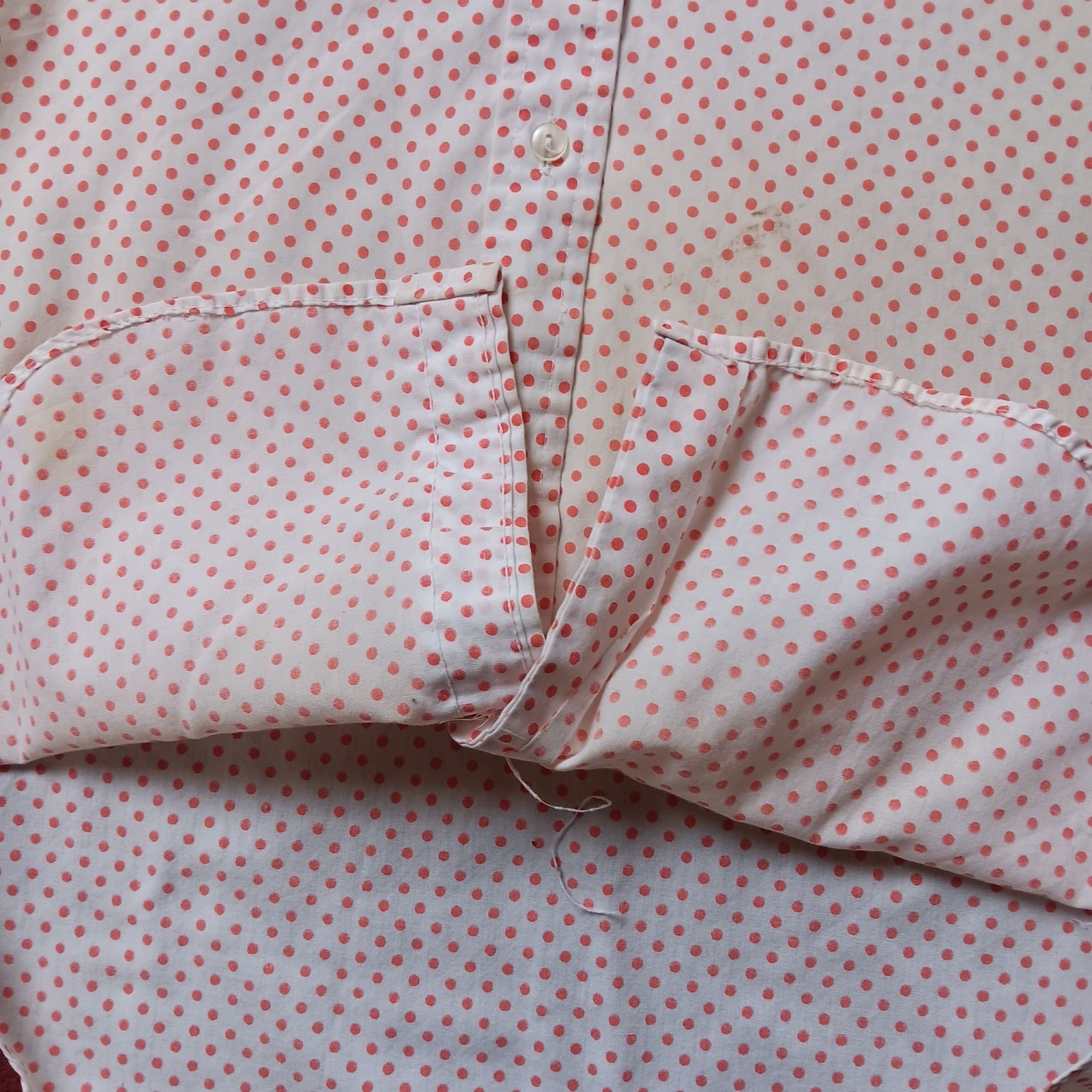 True Vintage Women’s Top Small 1960’s Mod Granny sz 34 White/Pink Polka Dot