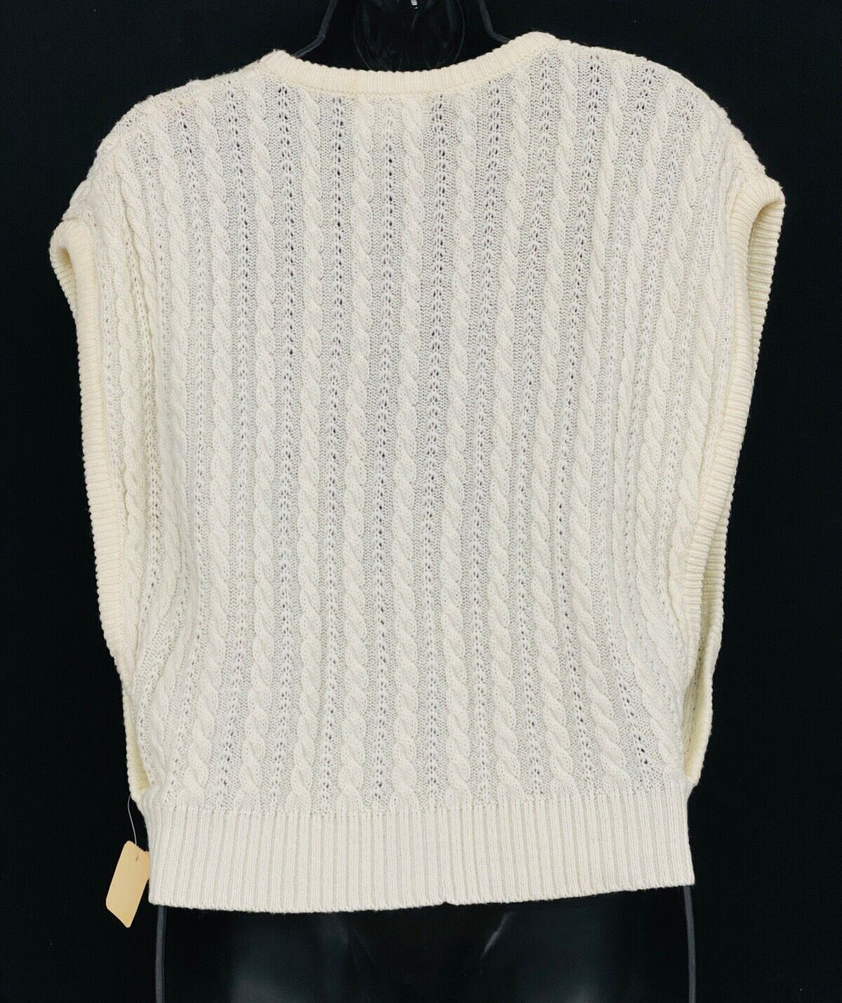 Vintage 1970s white sweater vest oversized knit top 1980s V neck deep sides