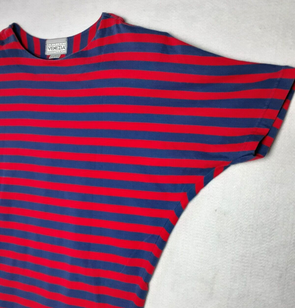VENEZIA Sportswear Vintage Stripe Cotton Knit Dress Women Navy Red Size M NEW