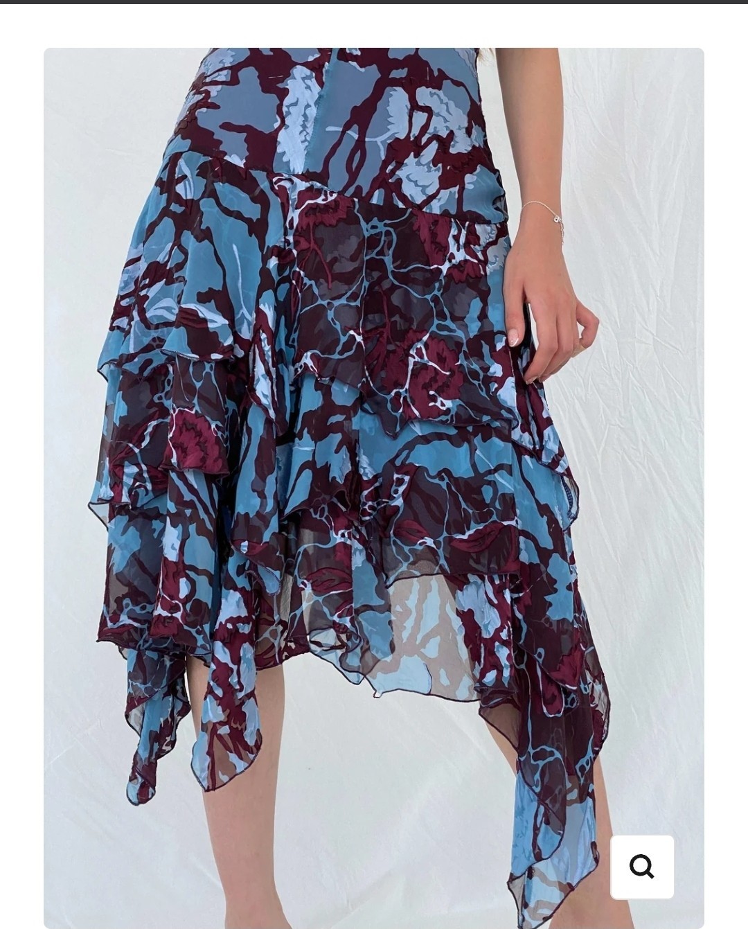 VTG European 90s Monnari Silk Velvet Midi Dress Whimsigoth Fairy Grunge Med