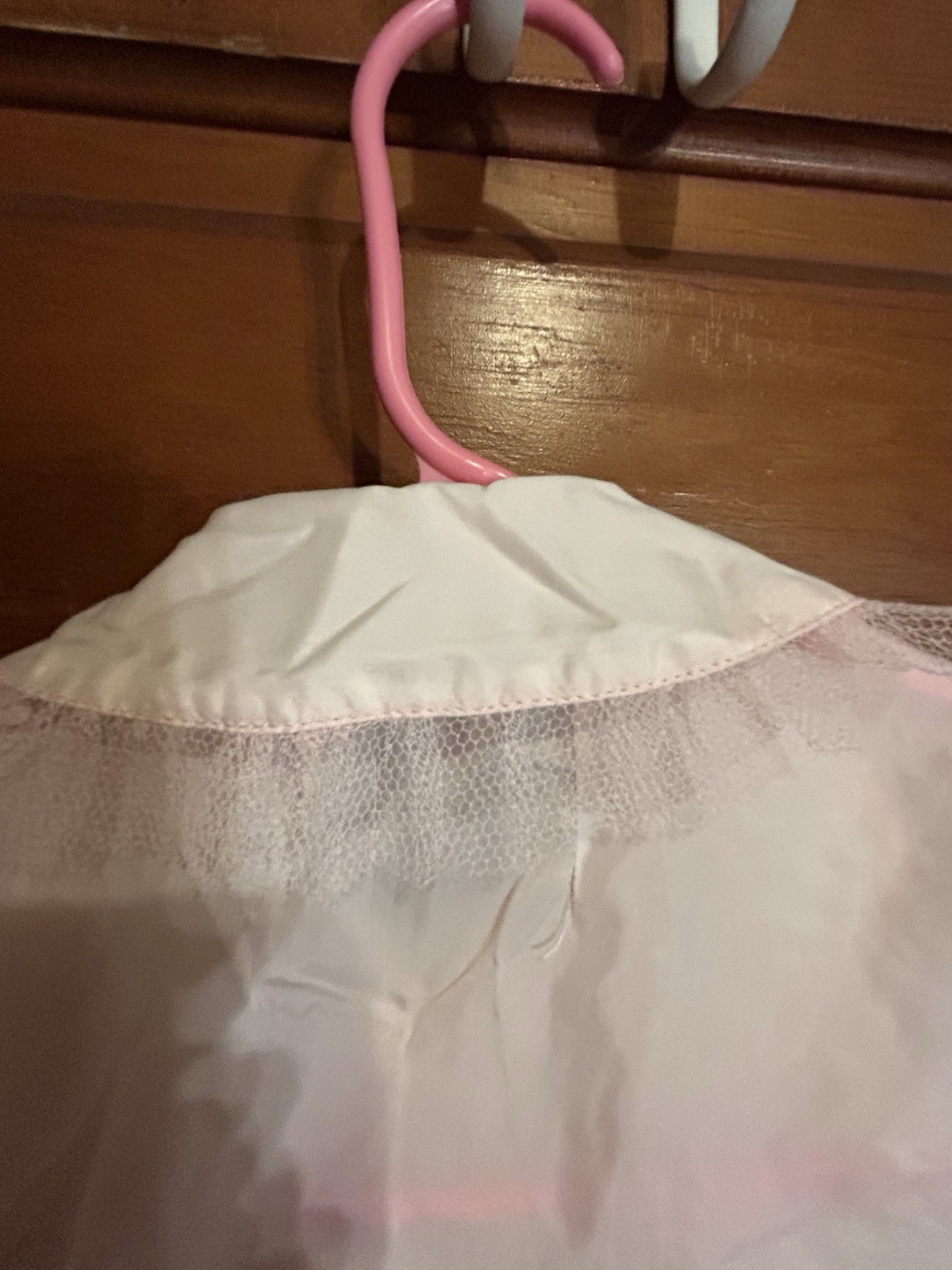 Vintage Pink Bed Jacket Embroidery And Tulle Trim Ribbon Ties No Tag