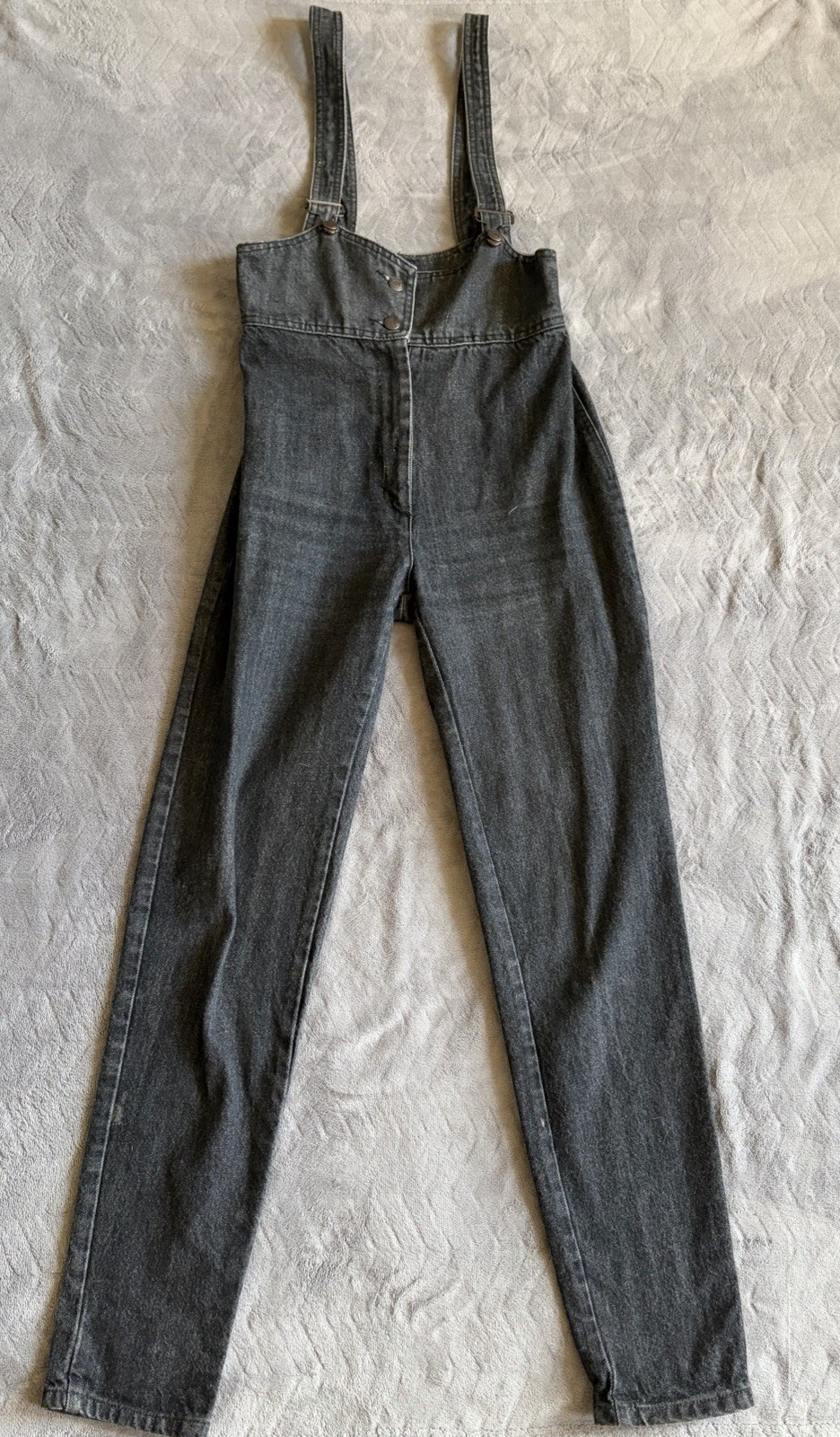 Vtg Fredericks 80’s Denim Suspender Overall Women’s High Waist Jeans Black 11/12