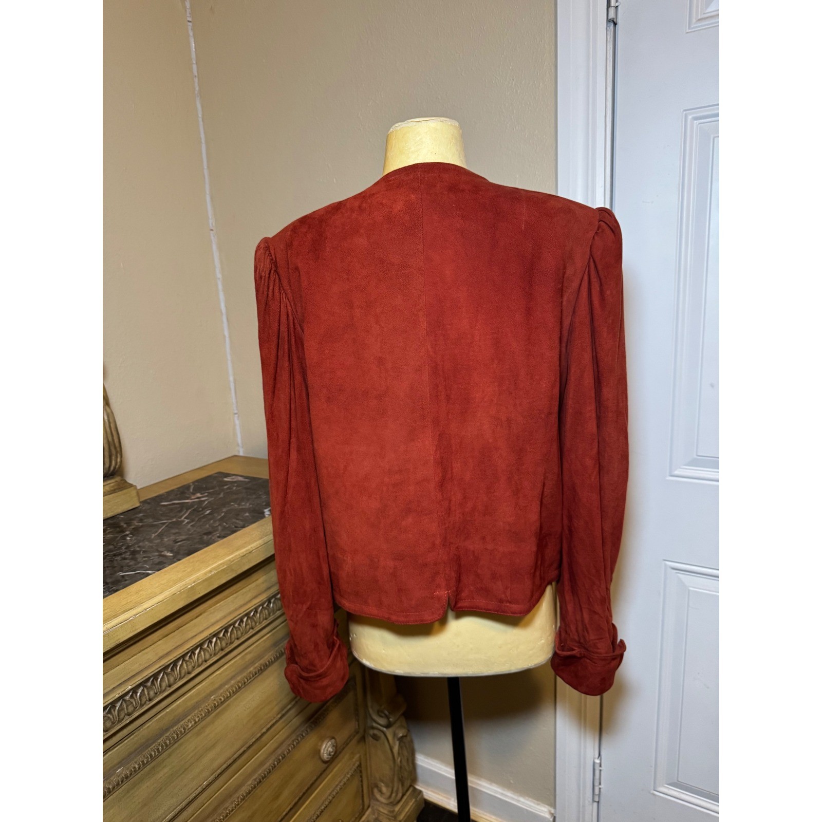 Sportalm Kitzbühel Vintage Suede Leather Jacket Rust Red Made in Austria EU 44