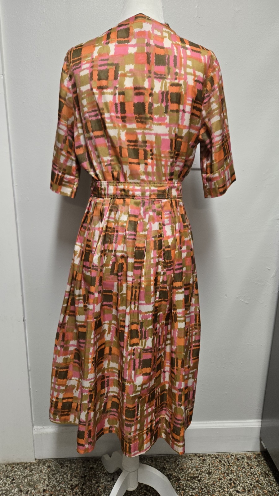 Vintage 1950s Orange Pink Day Dress, Toni Hunt By Huntington