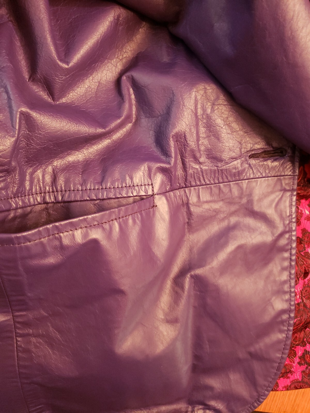 VTG 80s Northside Fashions Purple Leather Jacket Blazer Oversized Retro Womens L
