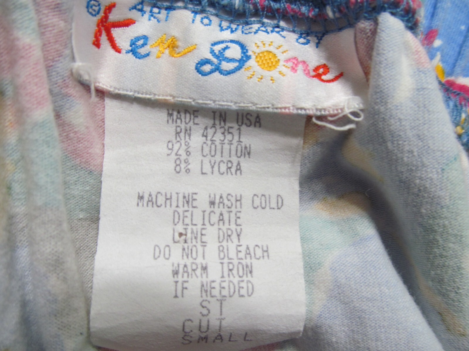 KEN DONE Art to Wear colorful SKIRT size SML vtg 80s