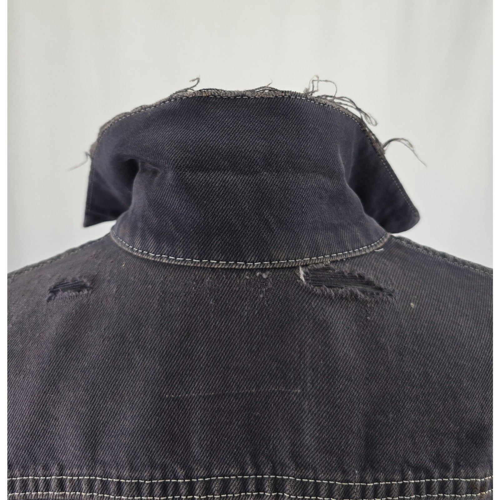Custom Distressed Denim Levis Trucker Jacket Jean 90s Grunge Patchwork Painted