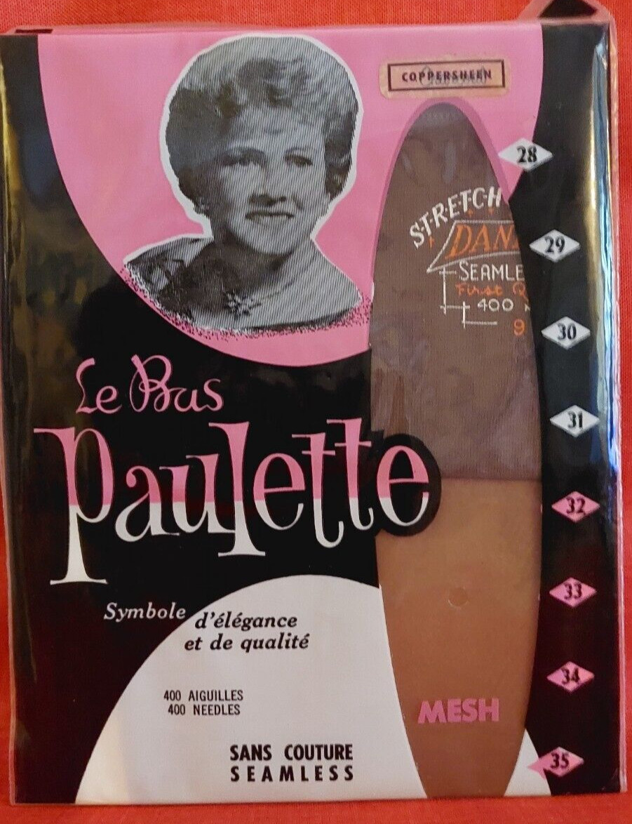 Vintage Pantyhose VERY RARE Les Bas Paulette Stockings Color Suntan Size 9 BOTW1