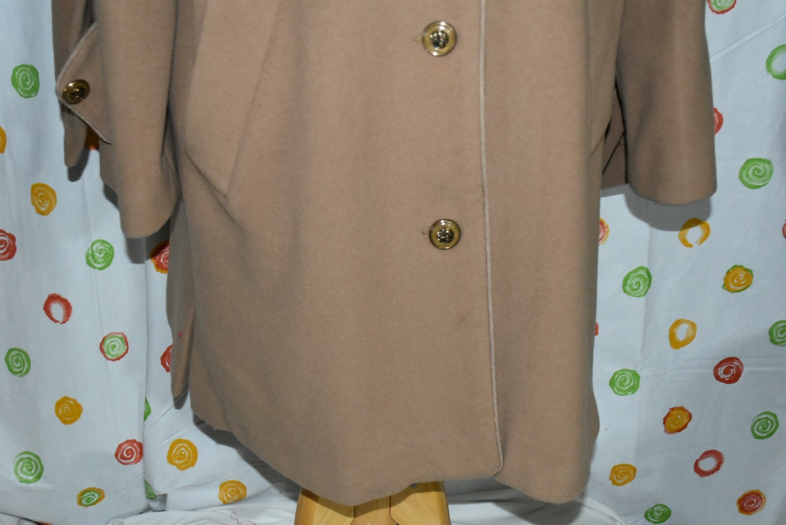 Vintage Dennis Basso WOOL blend BROWN DRESS hooded COAT WOMENS Large EUC