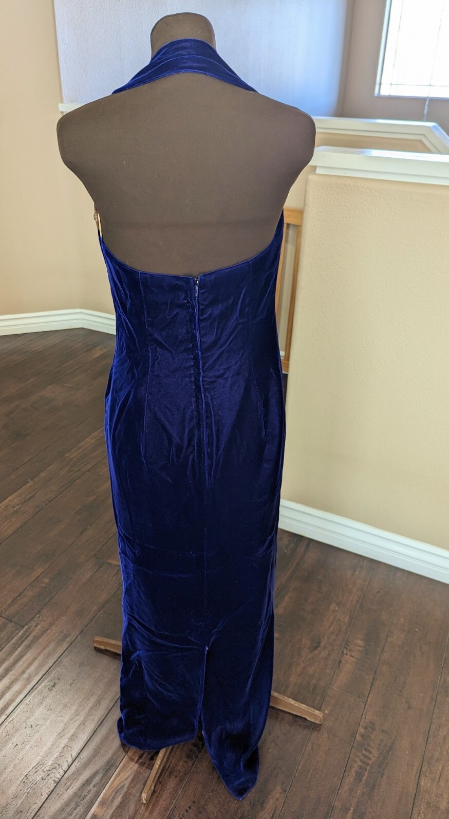 L Magnin Eugene Alexander Royal Blue Purple Crystal Applique Long Dress Size 12