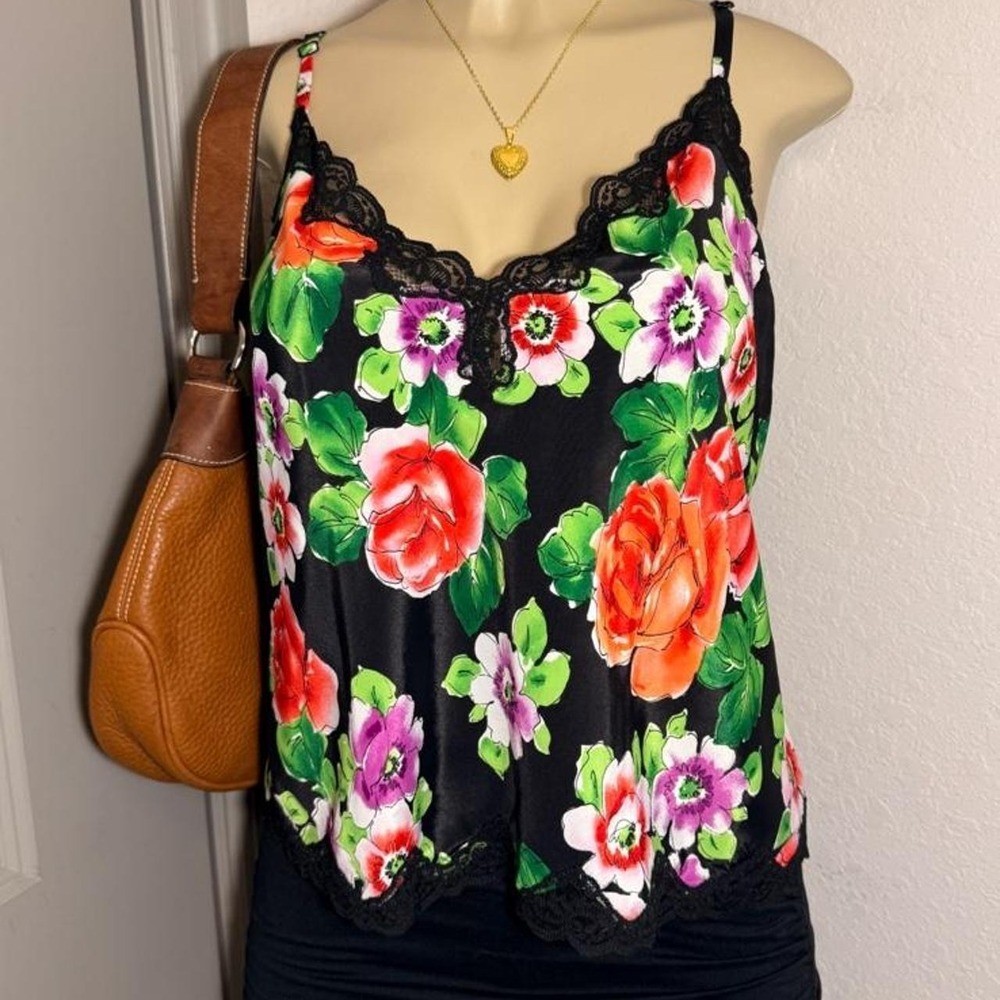 70s-90s Victoria’s Secret gold label floral cami top