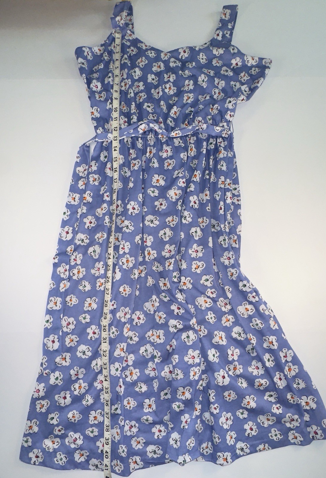 Vintage Dress Size 12 Darian Blue With Colorful Flowers Cinch Waist Floral 90’s