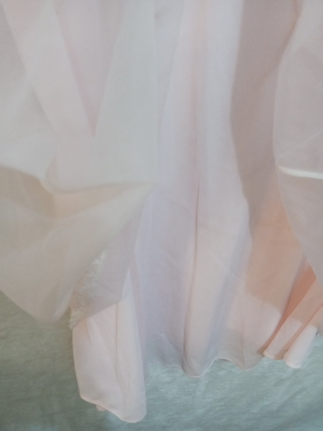 Vintage Ballet Pink Sheer Piegnoir Set Nightgown Robe Lace Trim Medium 1960s
