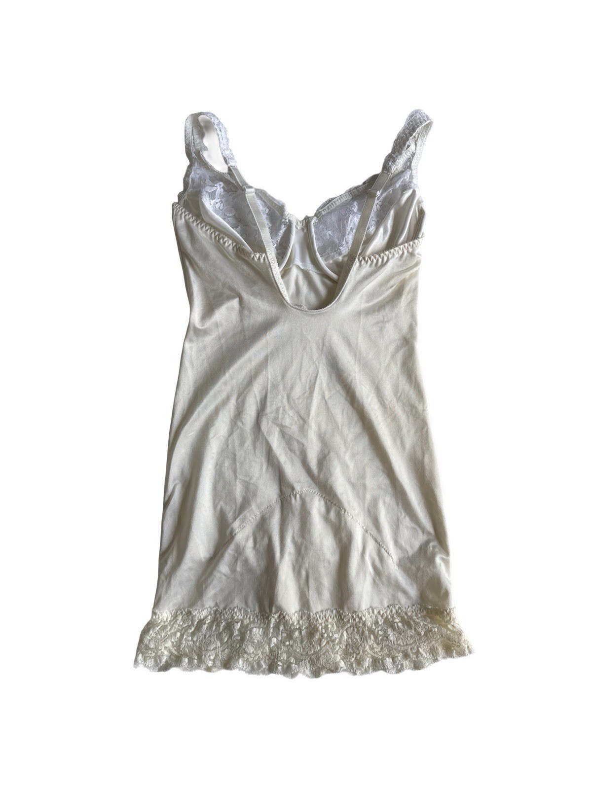 Vintage 90s Underwire Mini Dress Shapewear Bridal Bodysuit Lace Trim Romantic