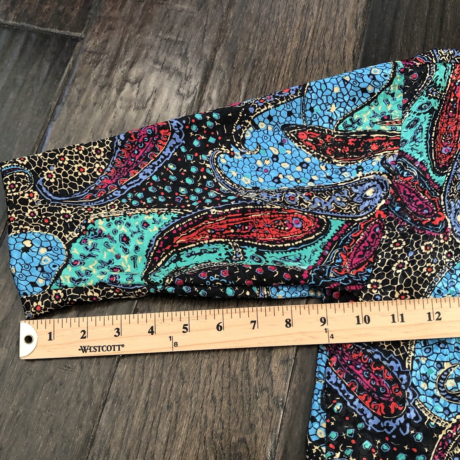 Vtg Lori Of California Blouse Womens Multicolored Paisley Sz 12 Smocked Waist