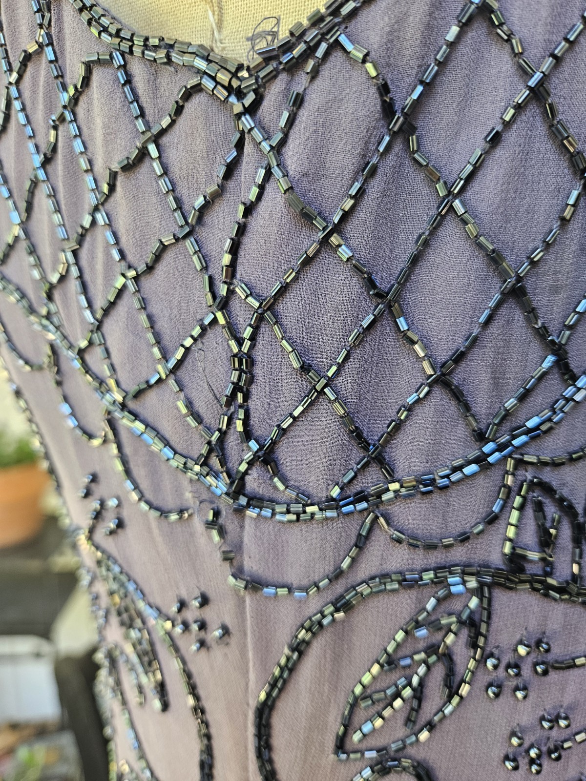 Vintage Y2k 2000s Totally Beaded 100% Silk Scala Lavender Evening Gown Full…