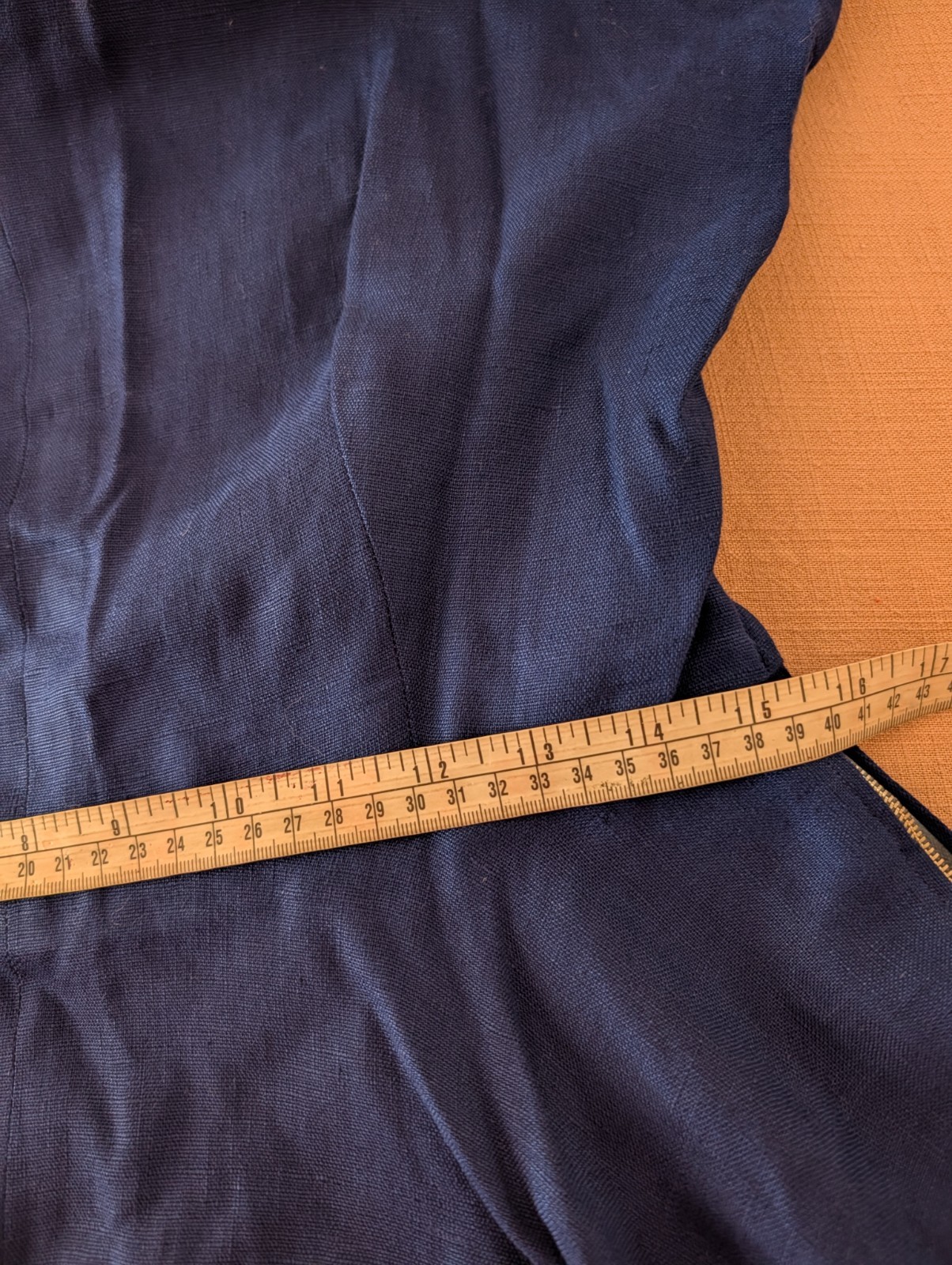 Authentic Vintage Handmade Navy Linen 50s Dress Sz M/L