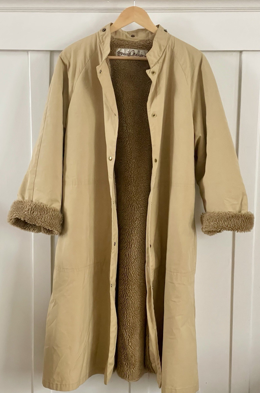 Bonnie Cashin Weatherwear Rusell Taylor Canvas Coat W/ Fauxfur Lining Size16