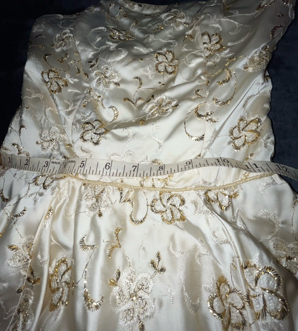 Vtg 1960’s Gold Embroidered Bubble Hem Party Dress – Prom – Party – Free Ship