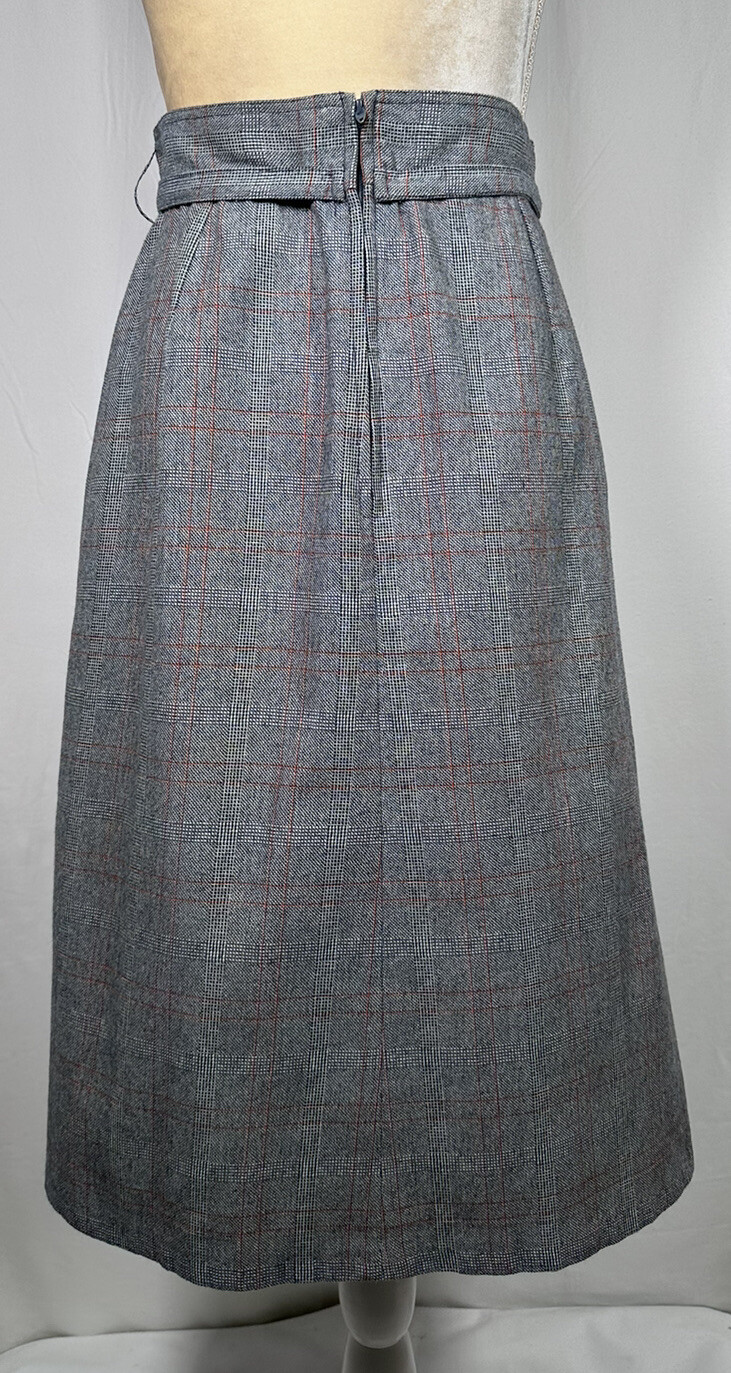 Emily Just Emily Skirt A-Line 10 Plaid High Waist Vintage Granny 60’s Gray Retro